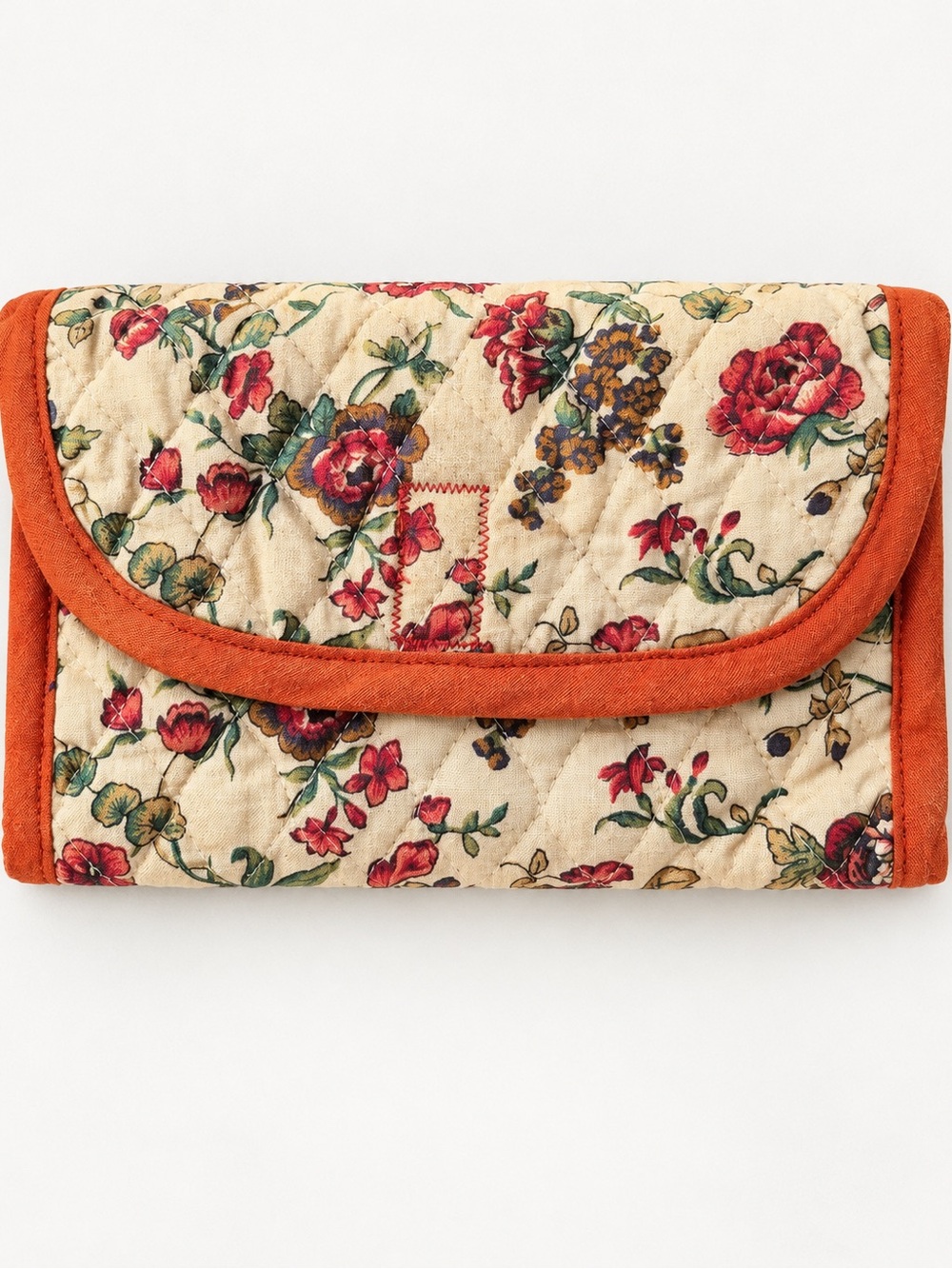 Quilted Floral Organizer Wallet Cash Envelope Coupon Holder Cottagecore